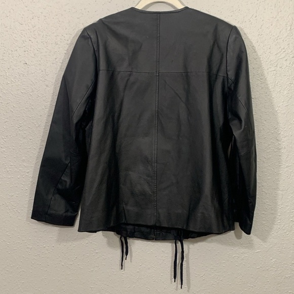 Venezia Lane Bryant Vintage Black Leather Braid Detail Zip Front Jacket size 16W - Picture 4 of 12